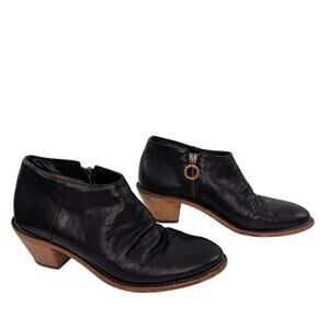 VTG Fiorentini + Baker Rykel Womens Booties Black Leather Side Zip Ankle Boot 37
